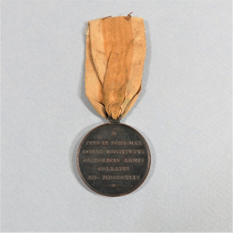 FRANCE MEDAILLE DU SIEGE DE ROME 1849 DEFENSEURS DE ROME NAPOLEON PRINCE PRESIDENT RUBAN EN ETAMINE