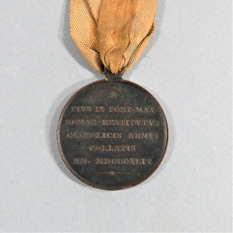 FRANCE MEDAILLE DU SIEGE DE ROME 1849 DEFENSEURS DE ROME NAPOLEON PRINCE PRESIDENT RUBAN EN ETAMINE