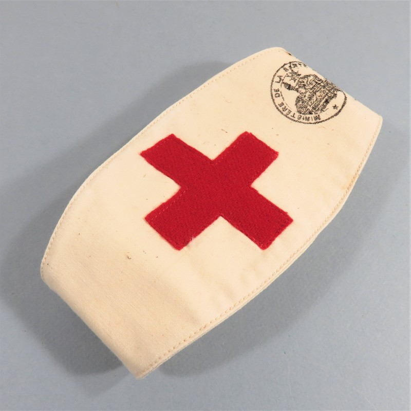 BRASSARD CROIX ROUGE INFIRMIERE INFIRMIER BRANCARDIERS ET MEDECINS FRANCAIS 1939-1945 MINISTERE DE LA SANTE PUBLIQUE