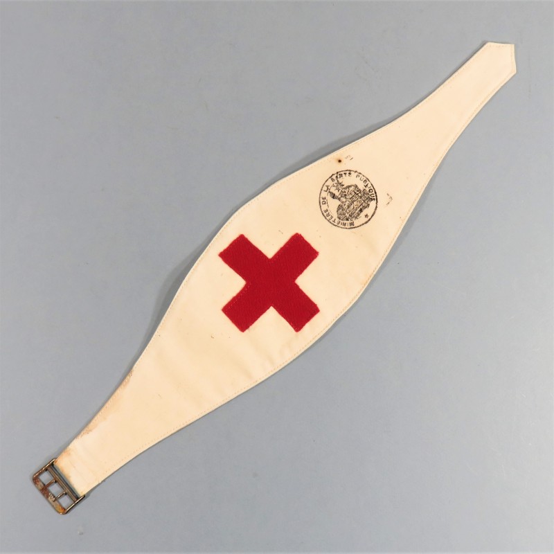 BRASSARD CROIX ROUGE INFIRMIERE INFIRMIER BRANCARDIERS ET MEDECINS FRANCAIS 1939-1945 MINISTERE DE LA SANTE PUBLIQUE