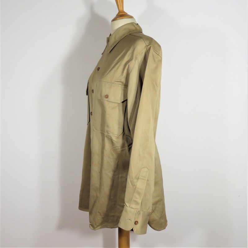 CHEMISE AMERICAINE US OFFICIER MODELE BEIGE 1941 TRES BON ETAT TAILLE US 14.1/2 34 MILITARIA WW2