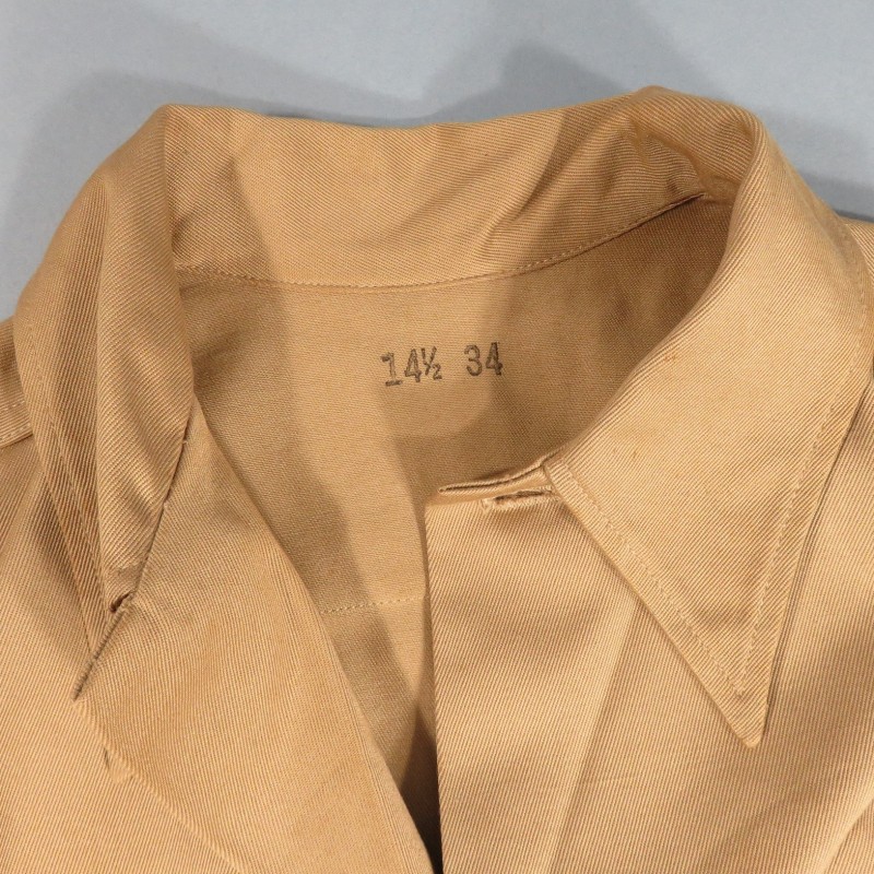 CHEMISE AMERICAINE US OFFICIER MODELE BEIGE 1941 TRES BON ETAT TAILLE US 14.1/2 34 MILITARIA WW2