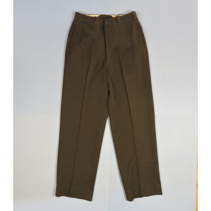 PANTALON US OFFICIER MODELE 1938 SORTIE OU SERVICE KAKI FONCE TOUR DE TAILLE 80 cm NOMINATIF ET MATRICULE