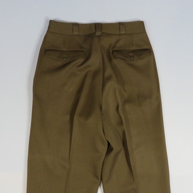 PANTALON US OFFICIER MODELE 1938 SORTIE OU SERVICE KAKI FONCE TOUR DE TAILLE 80 cm NOMINATIF ET MATRICULE