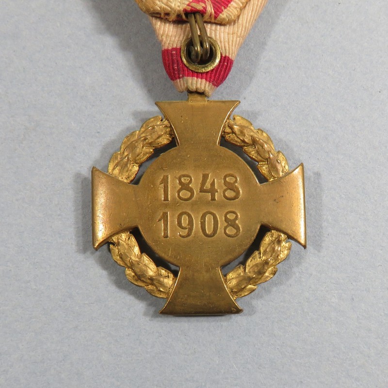 MEDAILLE ALLEMANDE AUTRICHE CROIX DU JUBILE DE FRANCAIS JOSEPH 1848-1908 RUBAN EN TRIANGLE