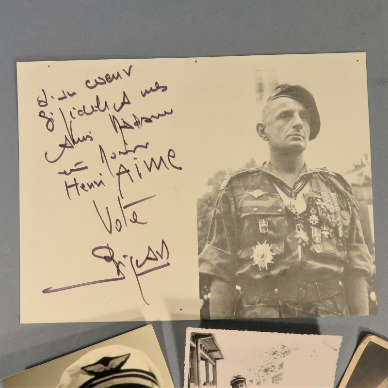 AUTOGRAPHE DU GENERAL BIGEARD AVEC 3 PHOTOS INDOCHINE 1951 DU DESTINATAIRE H. AIME AVIATION