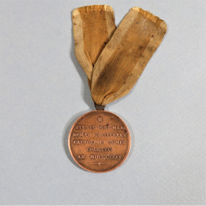 FRANCE MEDAILLE DU SIEGE DE ROME 1849 DEFENSEURS DE ROME NAPOLEON III PRINCE PRESIDENT RUBAN EN ETAMINE