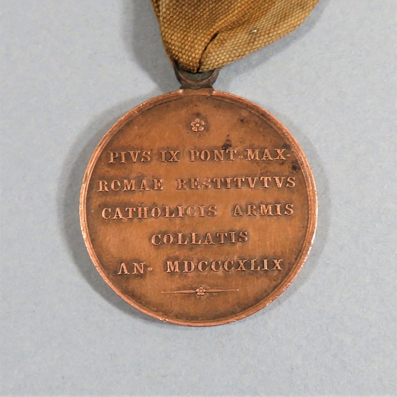 FRANCE MEDAILLE DU SIEGE DE ROME 1849 DEFENSEURS DE ROME NAPOLEON III PRINCE PRESIDENT RUBAN EN ETAMINE