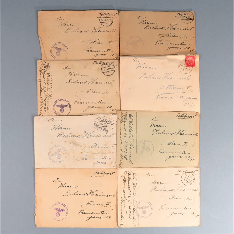 ENSEMBLE DE  LETTRES COURRIERS ET DOCUMENTS IIIème REICH FELDPOST CORRESPONDANCE ET REPONCES D'UN CAPORAL CHEF ET SA FAMILLE