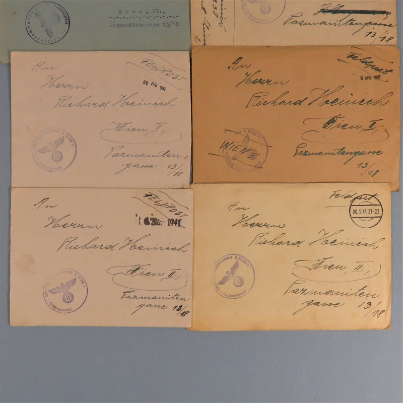 ENSEMBLE DE  LETTRES COURRIERS ET DOCUMENTS IIIème REICH FELDPOST CORRESPONDANCE ET REPONCES D'UN CAPORAL CHEF ET SA FAMILLE