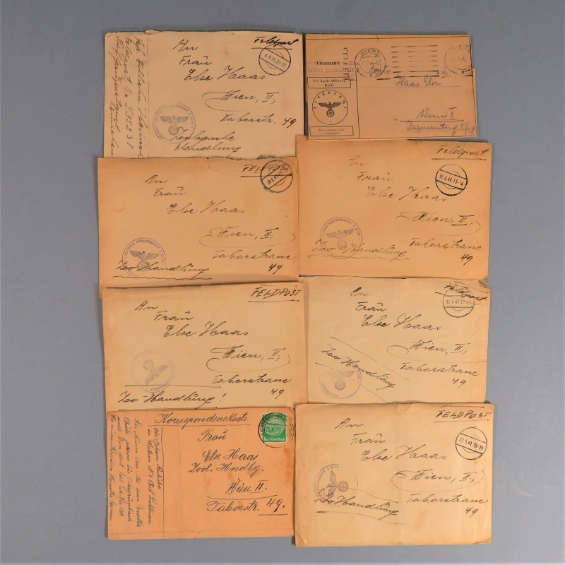 ENSEMBLE DE  LETTRES COURRIERS ET DOCUMENTS IIIème REICH FELDPOST CORRESPONDANCE ET REPONCES D'UN CAPORAL CHEF ET SA FAMILLE