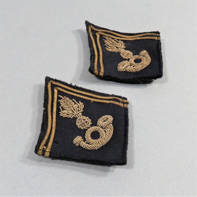 PAIRE DE PATTES DE COL BCA BCP BATAILLON DE CHASSEURS POUR UNIFORME D'OFFICIER CAMPAGNE 1939-1940