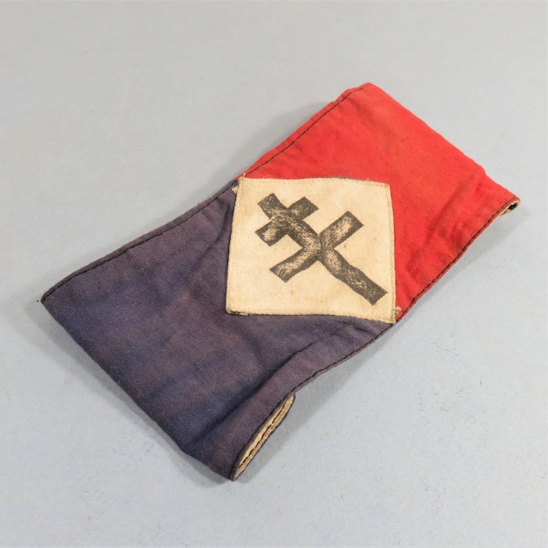 BRASSARD RESISTANT F.F.I. MODELE MARQUE ALGER FORCES FRANCAISES DE L'INTERIEUR 1944-1945 PARACHUTAGE FNFL