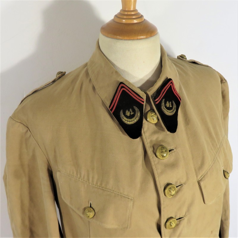 UNIFORME D'OFFICIER MODELE 1920 /29 41 ème REGIMENT DU GENIE AU MAROC COULEUR SABLE TROUPES D'AFRIQUE VESTE ET PANTALON CULOTTE