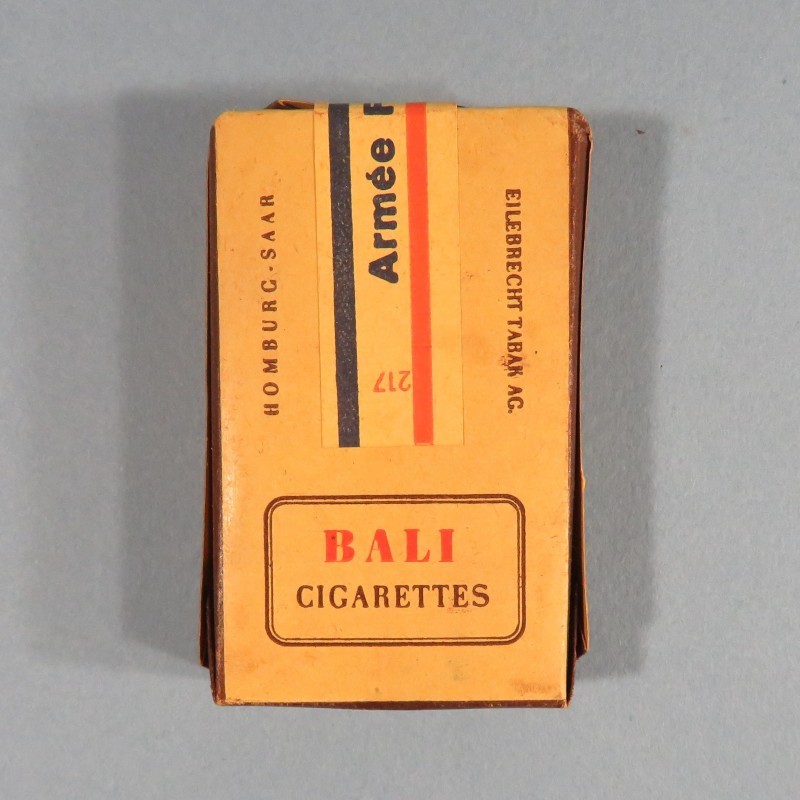 PAQUET DE 10 CIGARETTES MILITAIRE ARMEE FRANCAISE DE LA MARQUE BALI POUR RATION FAB SARRE ANNEES 1930