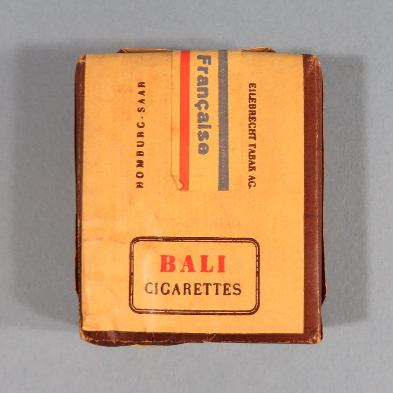 PAQUET DE 20 CIGARETTES MILITAIRE ARMEE FRANCAISE DE LA MARQUE BALI POUR RATION FAB SARRE ANNEES 1930