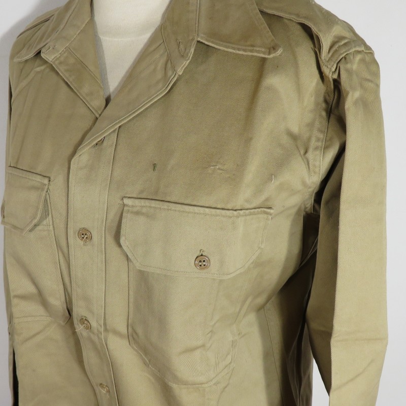 CHEMISE AMERICAINE US OFFICIER MODELE BEIGE 1941 TAILLE US 15.1/4 33 ARMEE FRANCAISE INDOCHINE DATEE 1946