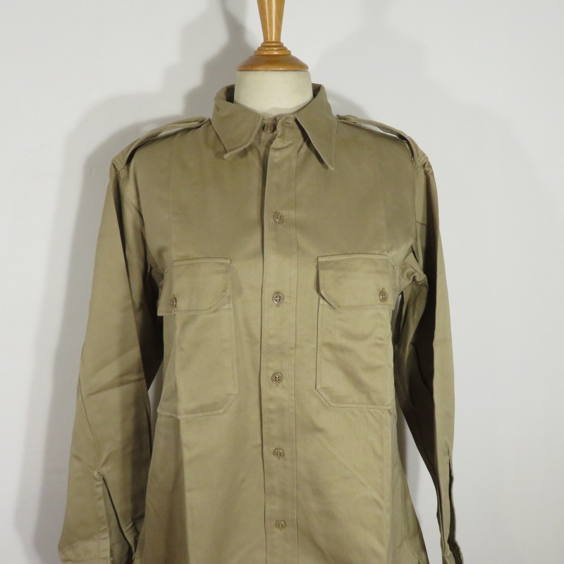 CHEMISE AMERICAINE US OFFICIER MODELE BEIGE 1941 TAILLE US 15.1/2 33 ARMEE FRANCAISE INDOCHINE DATEE 1946