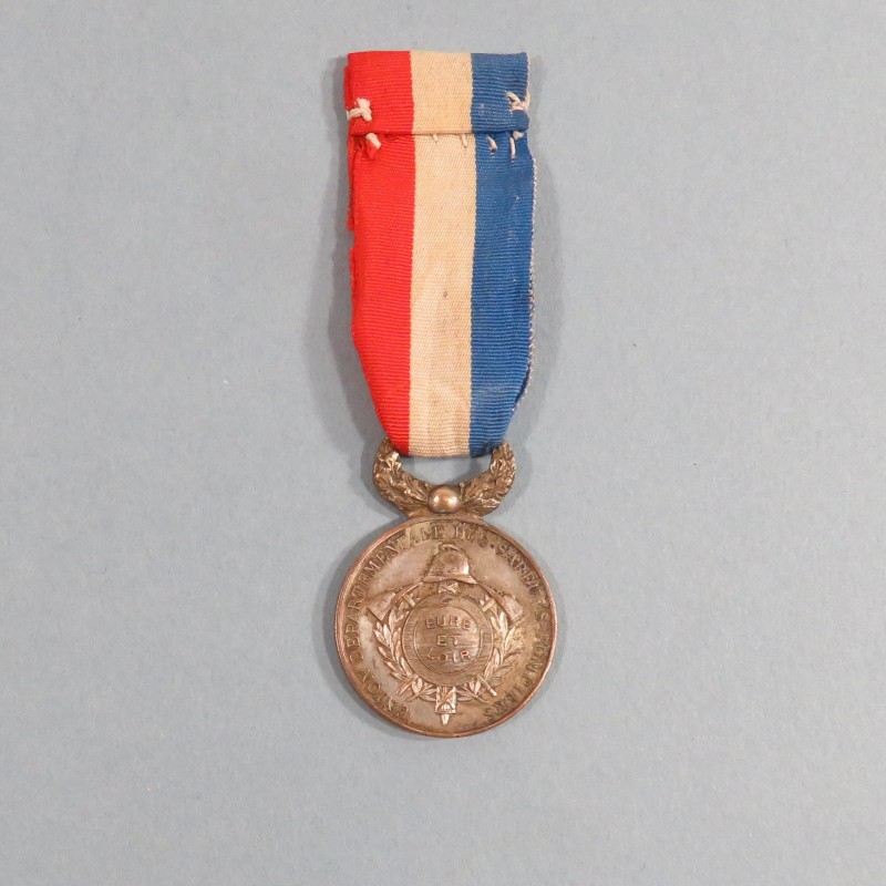 MEDAILLE DE L'UNION DEPARTEMENTALE DES SAPEURS POMPIERS D'EURE ET LOIRE BRONZE ARGENTE VERS 1870 1900