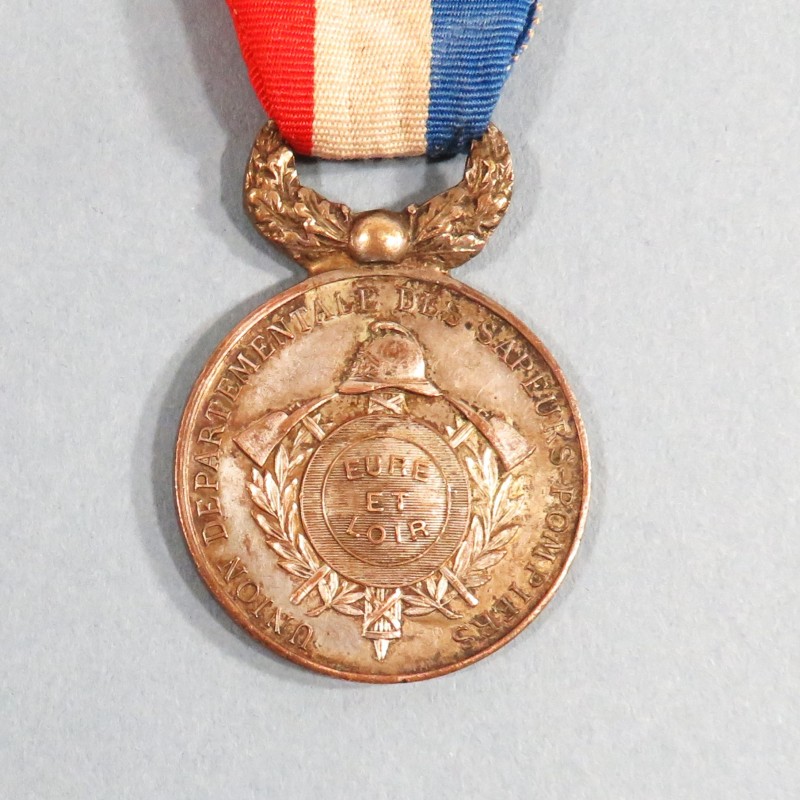 MEDAILLE DE L'UNION DEPARTEMENTALE DES SAPEURS POMPIERS D'EURE ET LOIRE BRONZE ARGENTE VERS 1870 1900