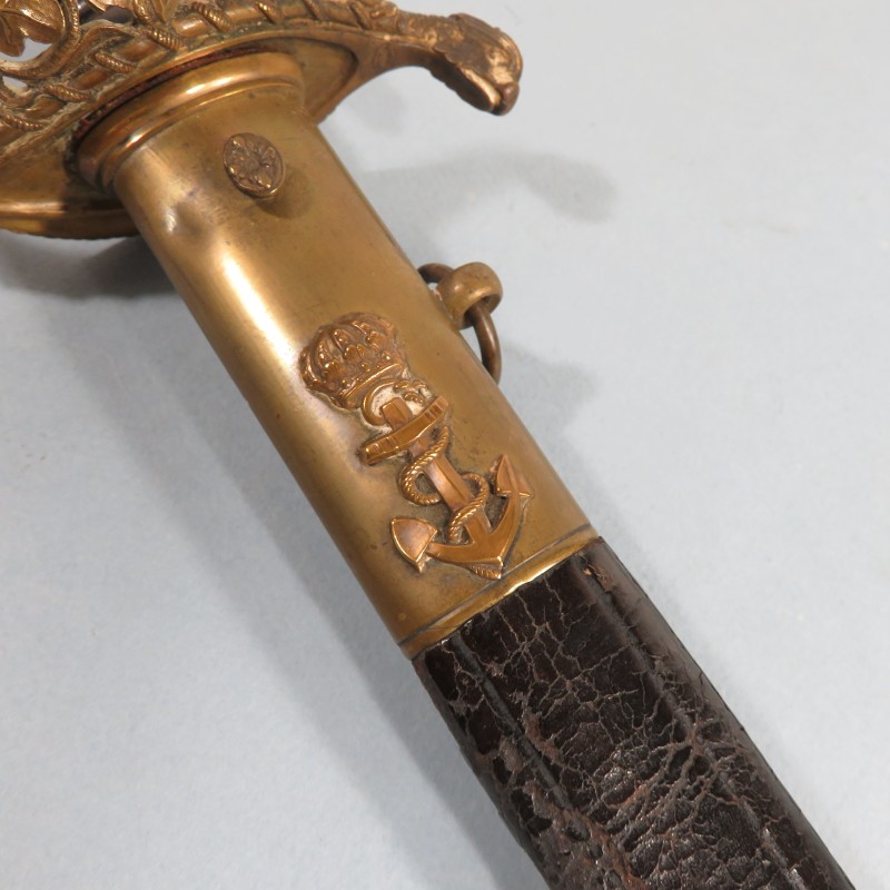 SABRE D'OFFICIER DE MARINE MODELE 1853 AVEC ANCRES ET COURONNES MANUFACTURE DE KLINGENTHAL NAPOLEON III