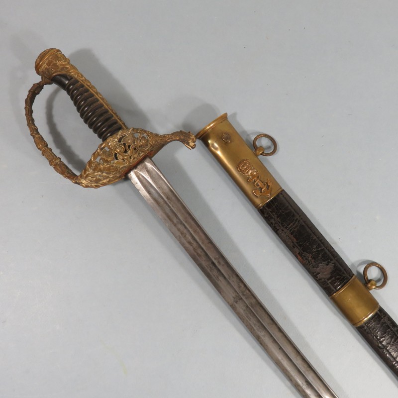 SABRE D'OFFICIER DE MARINE MODELE 1853 AVEC ANCRES ET COURONNES MANUFACTURE DE KLINGENTHAL NAPOLEON III