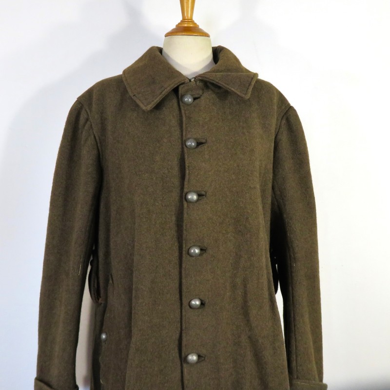 MANTEAU OU CAPOTE TROUPES MONTEES MODELE 1920 DRAP TROUPE KAKI BOUTONS BLANCS CAVALERIE RCC