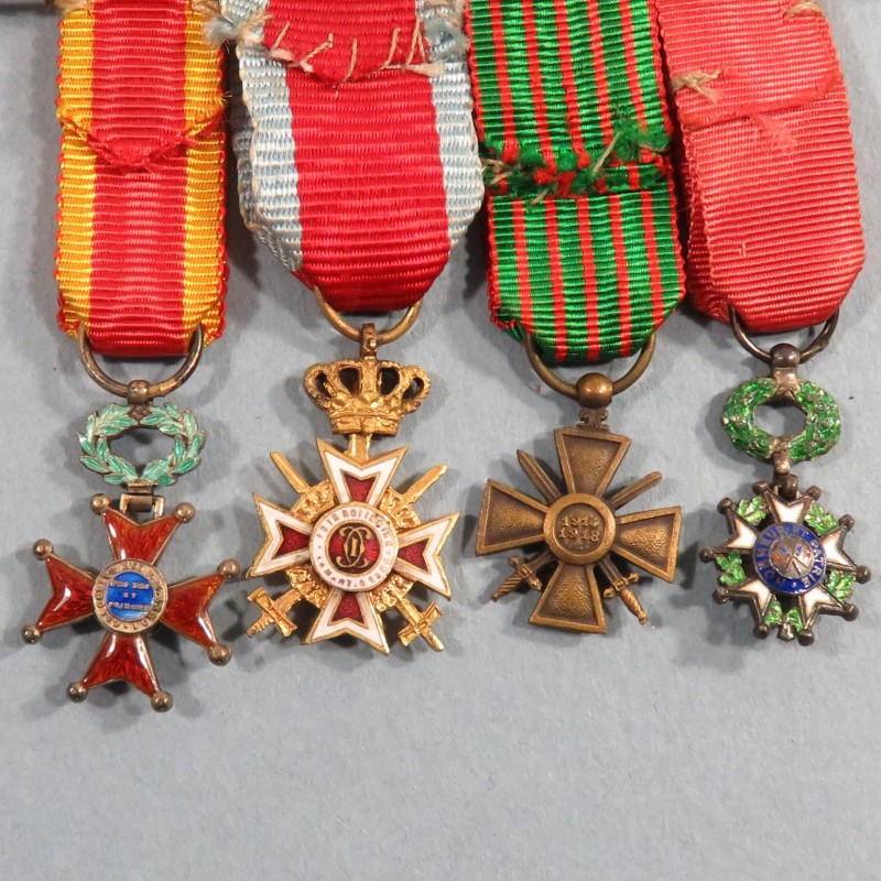 FRANCE CHAINE OU BARRETTE DE 4 REDUCTIONS LEGION D'HONNEUR CROIX 14 18 COURONNE DE ROUMANIE ST GREGOIRE °