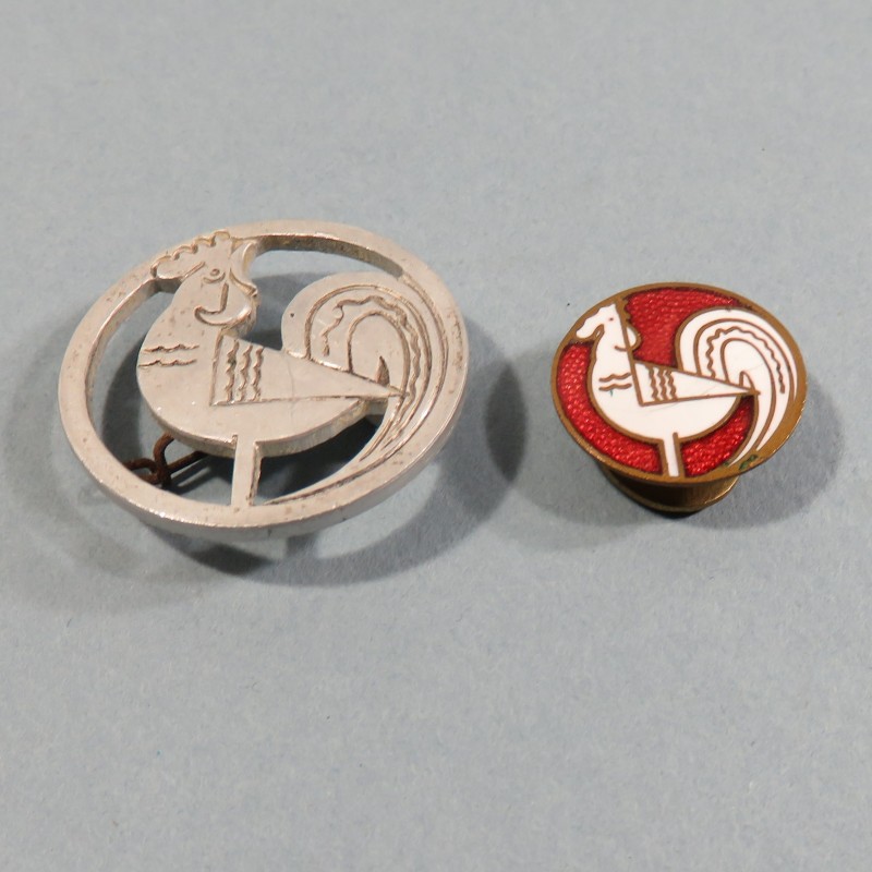 INSIGNE ET BOUTONNIERE DES COMPAGNONS DE FRANCE PROCHE DES CHANTIERS DE JEUNESSE CJF COMPAGNON 1940 1944