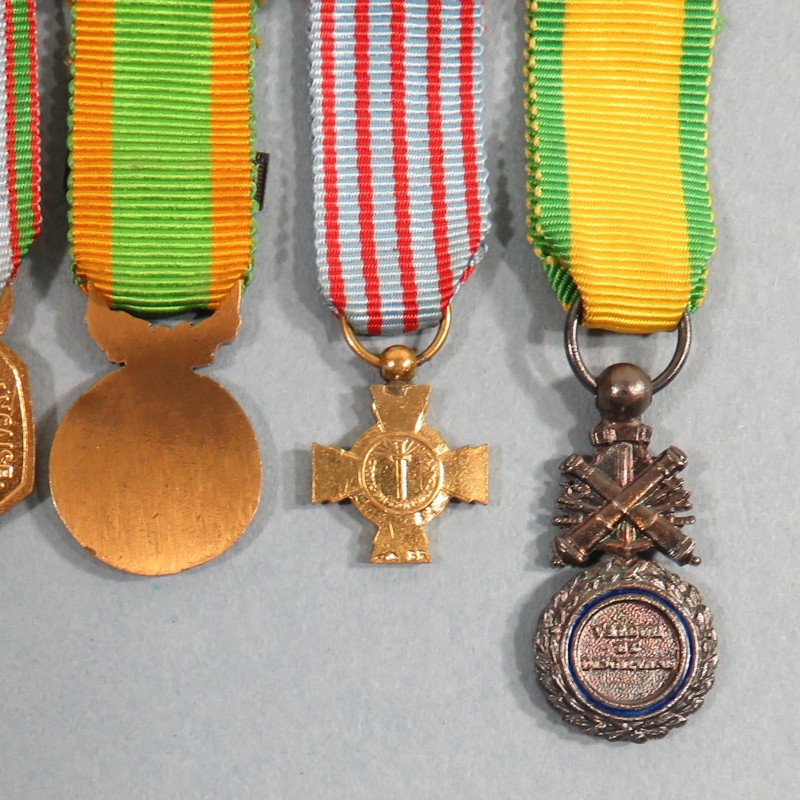 FRANCE BARRETTE DE 5 REDUCTIONS SOUS OFFICIER MEDAILLE MILITAIRE ANCIEN COMBATTANT SECONDE GUERRE EUROPE