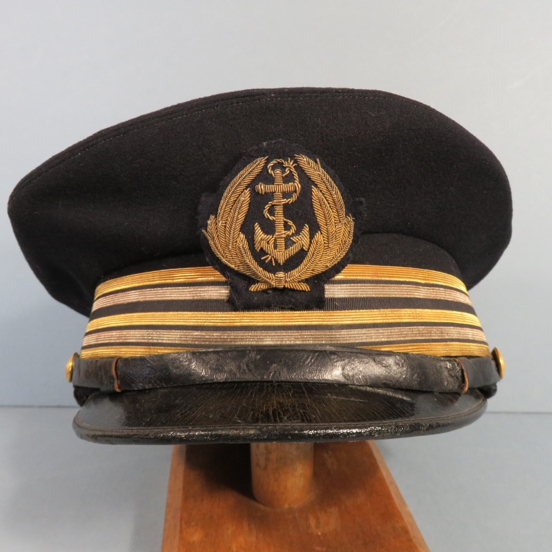 CASQUETTE MARINE NATIONALE DE CAPITAINE DE FREGATE ANNEES 1940 TAILLE 56 FABRICATION AMERICAINE A ST LOUIS