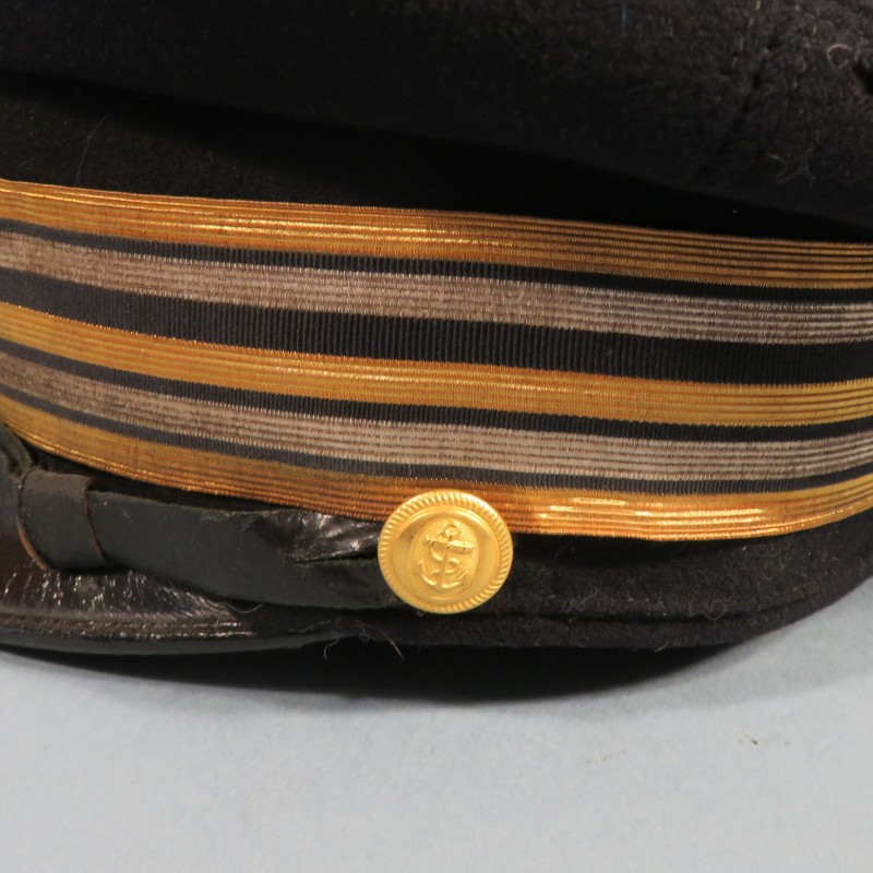 CASQUETTE MARINE NATIONALE DE CAPITAINE DE FREGATE ANNEES 1940 TAILLE 56 FABRICATION AMERICAINE A ST LOUIS