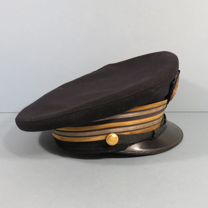 CASQUETTE MARINE NATIONALE DE CAPITAINE DE FREGATE ANNEES 1940 TAILLE 56 FABRICATION AMERICAINE A ST LOUIS