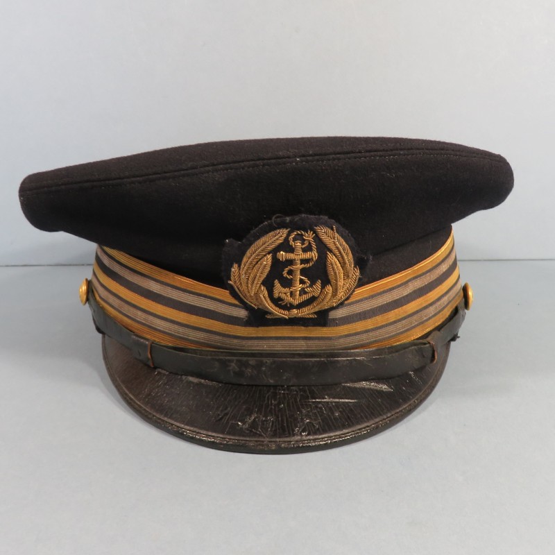 CASQUETTE MARINE NATIONALE DE CAPITAINE DE FREGATE ANNEES 1940 TAILLE 56 FABRICATION AMERICAINE A ST LOUIS