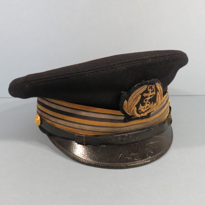 CASQUETTE MARINE NATIONALE DE CAPITAINE DE FREGATE ANNEES 1940 TAILLE 56 FABRICATION AMERICAINE A ST LOUIS