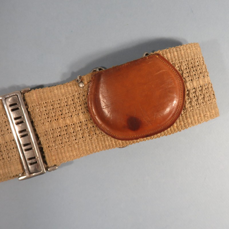 CEINTURE OU CEINTURON PORTE MONNAIES PORTE MONTRE D'OFFICIER EN TISSU ET CUIR GUERRE 1914 1918 OU 1939 1945