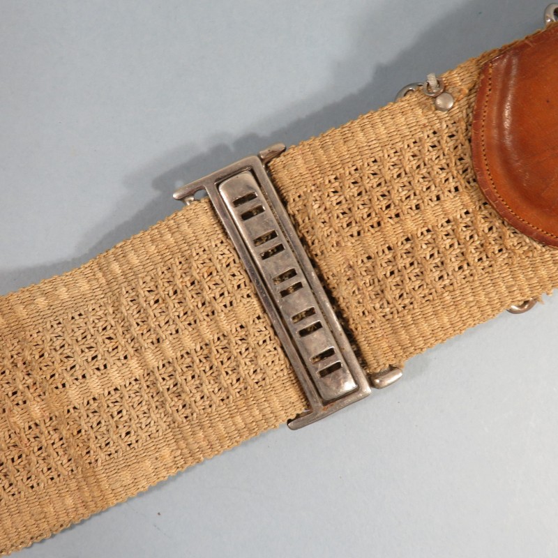 CEINTURE OU CEINTURON PORTE MONNAIES PORTE MONTRE D'OFFICIER EN TISSU ET CUIR GUERRE 1914 1918 OU 1939 1945