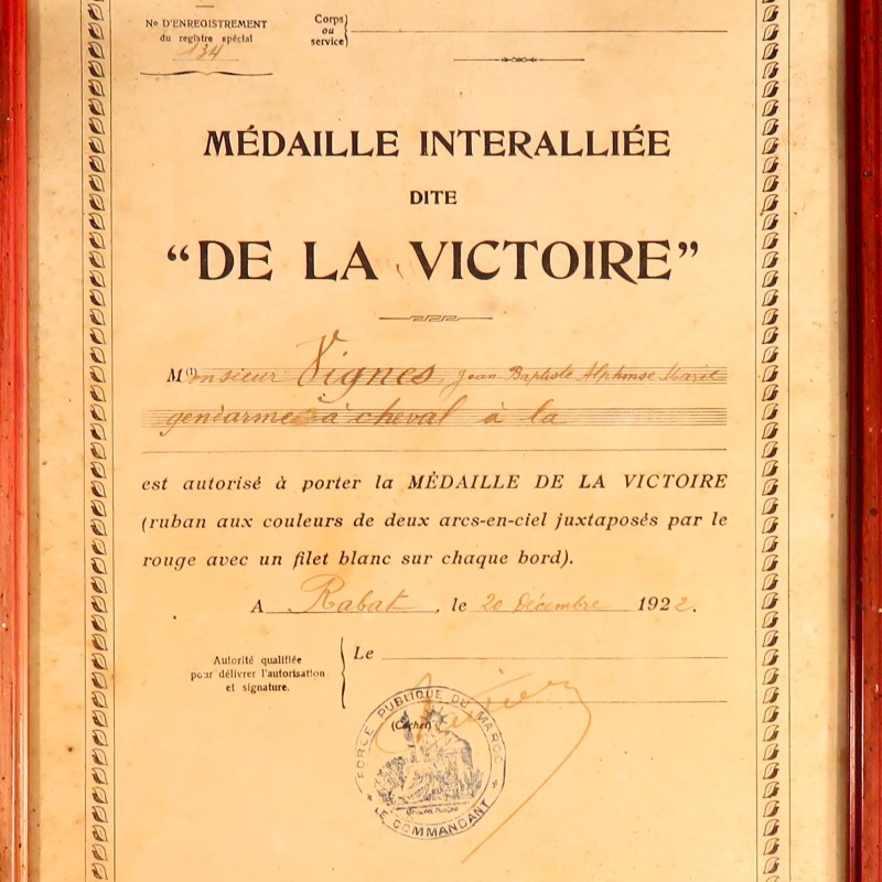 ENSEMBLE GENDARME ANNEES 1910 1920 DIPLOMES DES MEDAILLES COLONIALE OPERATIONS AU MAROC ET INTERALLIEE + PHOTOS