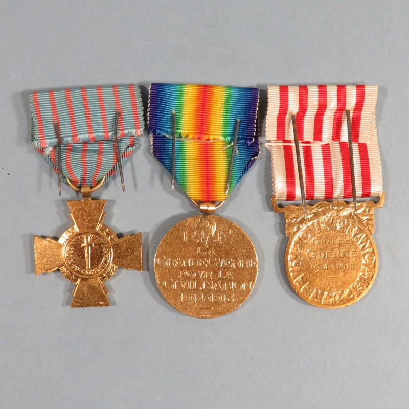 ENSEMBLE DE 3 MEDAILLES DE LA GUERRE 1914 1918 CROIX DU COMBATTANT INTERALLIEE GRANDE GUERRE