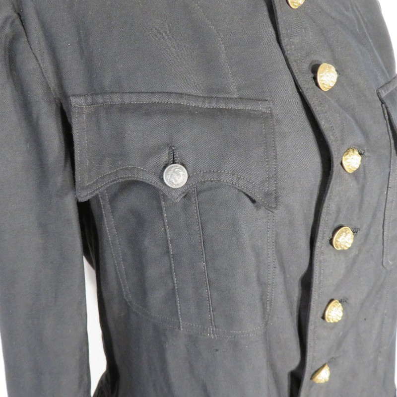 RARE !! VESTE D'UNIFORME DE SOUS OFFICIER MODELE 1914 MEDECIN INFANTERIE COLONIALE DRAP LEGER COULEUR NOIRE TROUPES D'AFRIQUE