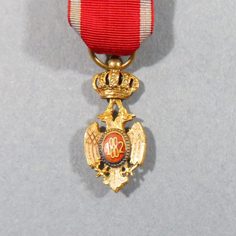 SERBIE REDUCTION DE LA MEDAILLE D'OFFICIER DE L'ORDRE DE L'AIGLE BLANC EN OR SERBIA WHITE EAGLE OFFICER GOLD MEDAL °