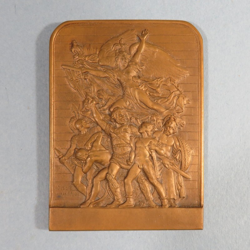 MEDAILLE DE TABLE PLAQUE UNION DES SOCIETES DE PREPARATION MILITAIRE DE FRANCE LA MARSEILLAISE PAR H. DUBOIS D'APRES F. RUDE