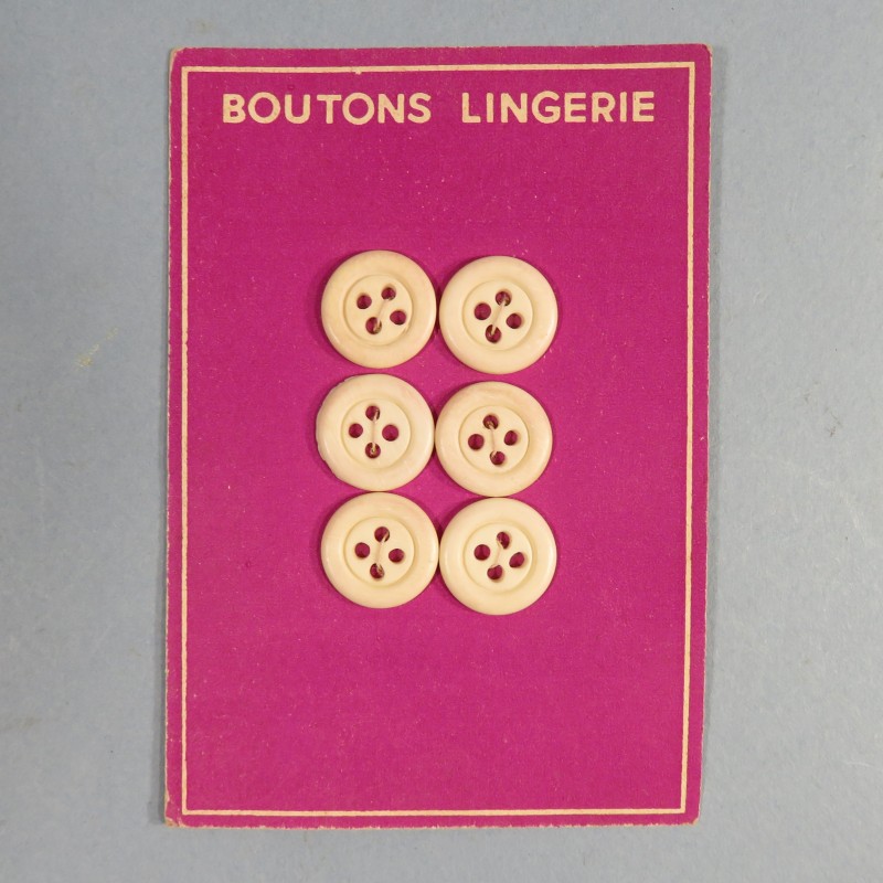 12 BOUTONS EN COMPOSITE DE TYPE BOUTONS OS POUR CALECON PANTALON ET BRETELLES FABRICATION ANCIENNE 2 PLAQUES DE 6 BOUTON