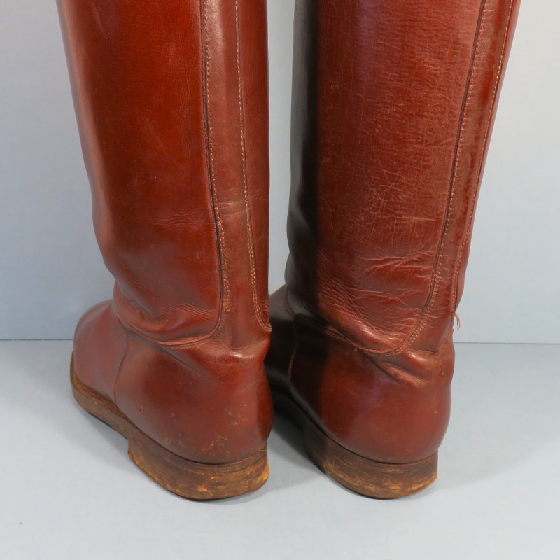 SUPERBES !! BOTTES D'OFFICIER DES SPAHIS OU MONTE CUIR ROUGE BORDEAUX CAVALERIE TAILLE 44 SECONDE GUERRE