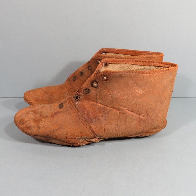 CHAUSSONS EN CUIR DOUBLES POUR AVIATEUR ET PILOTE AVIATION GUERRE 1914 1918