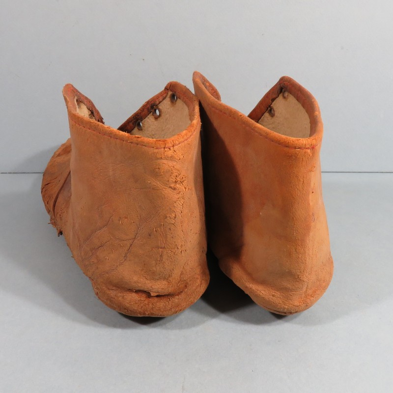 CHAUSSONS EN CUIR DOUBLES POUR AVIATEUR ET PILOTE AVIATION GUERRE 1914 1918