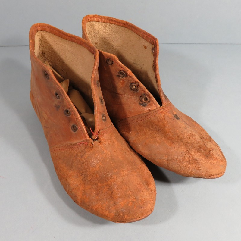 CHAUSSONS EN CUIR DOUBLES POUR AVIATEUR ET PILOTE AVIATION GUERRE 1914 1918