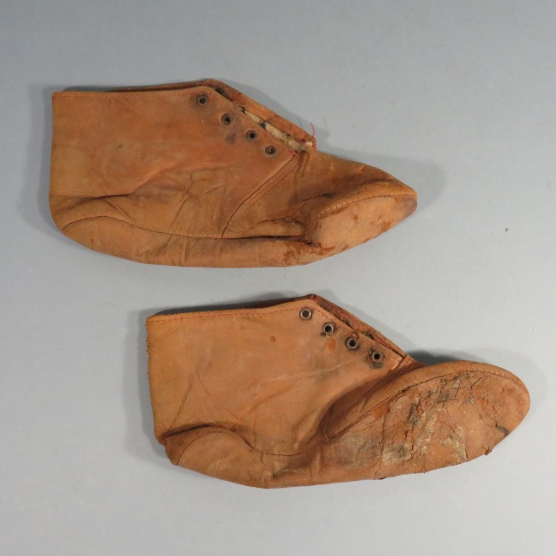 CHAUSSONS EN CUIR DOUBLES POUR AVIATEUR ET PILOTE AVIATION GUERRE 1914 1918