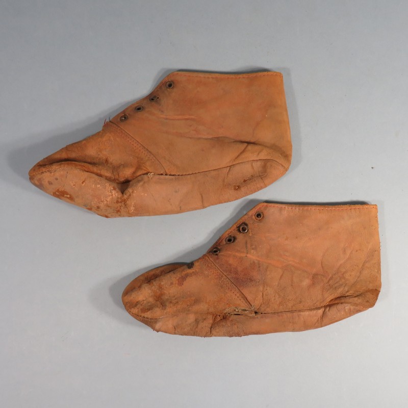 CHAUSSONS EN CUIR DOUBLES POUR AVIATEUR ET PILOTE AVIATION GUERRE 1914 1918