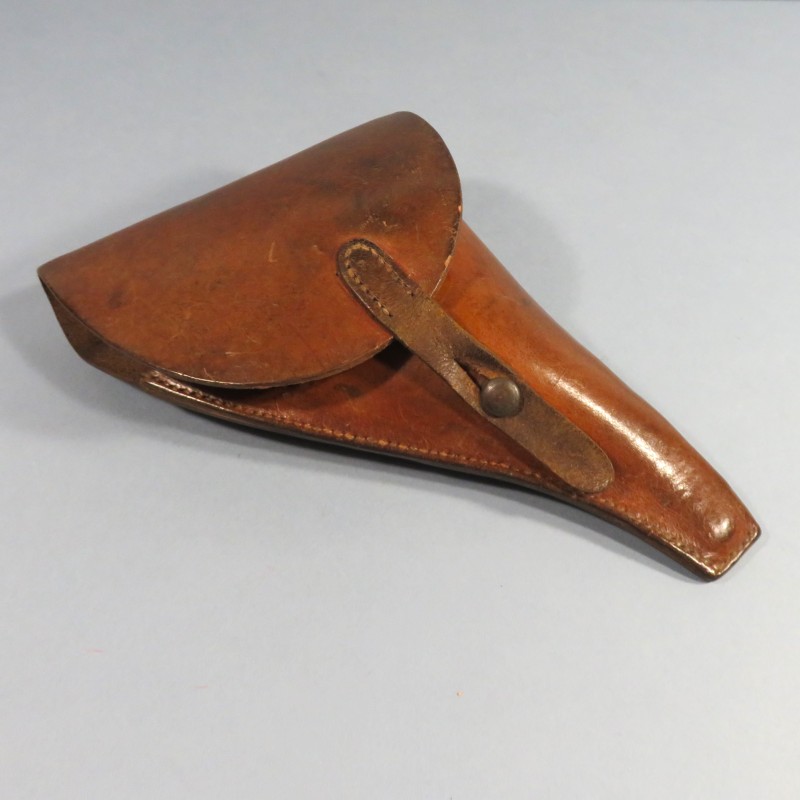 ETUI D'OFFICIER EN CUIR FAUVE MARRON MODELE 1917 SIMPLIFIE POUR REVOLVER ST ETIENNE MODELE 1892